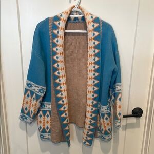 Women's Blue Patterned Sweater